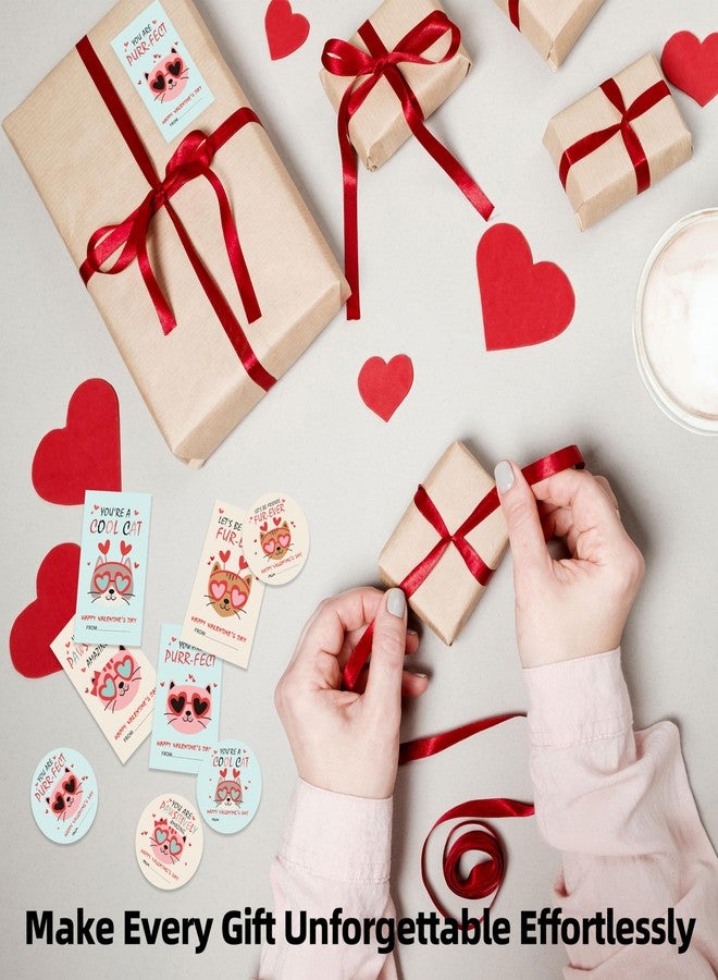 Cazhes Valentine's Day Gifts Tags Stickers, 40pcs Gift Wrap Self Adhesive Stickers, Kitty Cat Theme Happy Valentine's Day Gift Wrapping Decorations - A01 - Image 4